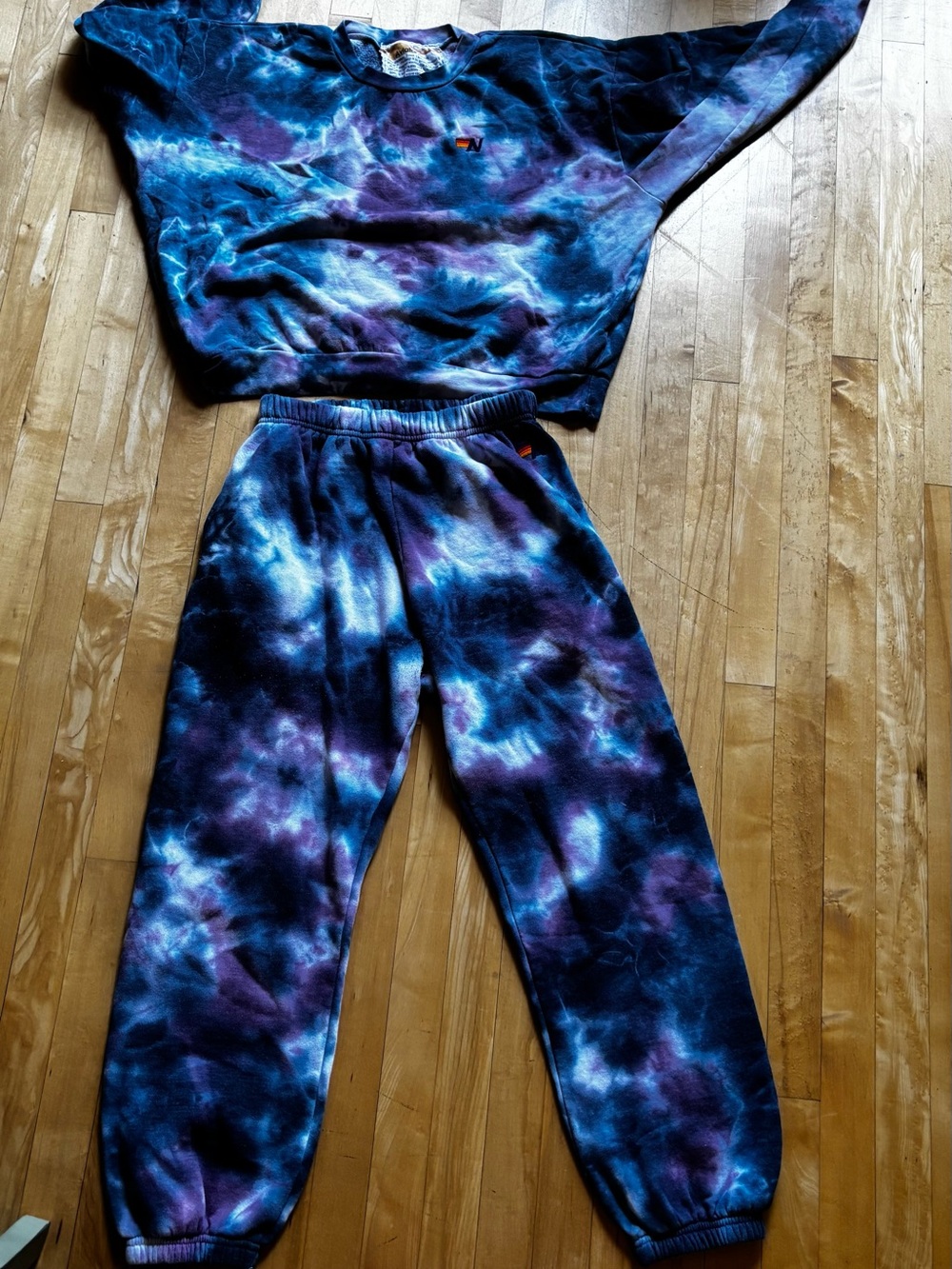 Aviator Nation Blue & Purple Tie-Dye Sweatshirt and Jogger Set